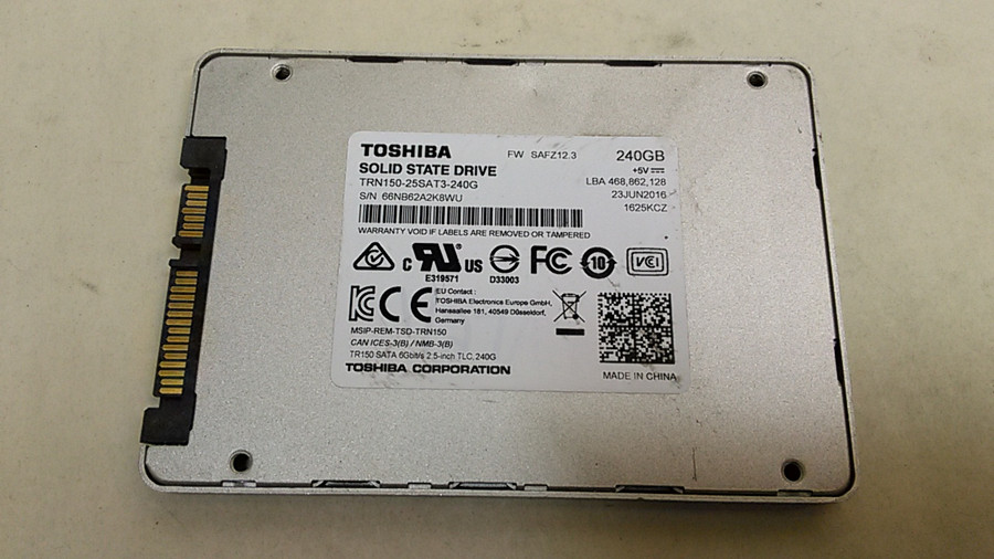 Lot of 2 Toshiba TRN150-25SAT3-240G 240 GB 2.5 in SATA III Solid State Drive
