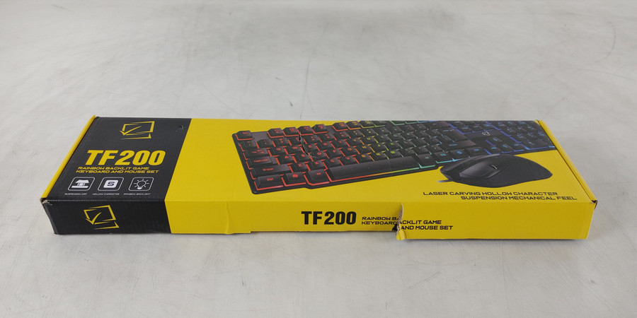 New Unbranded TF200 Wired USB Gaming Rainbow Backlit Desktop Keyboard & Mouse
