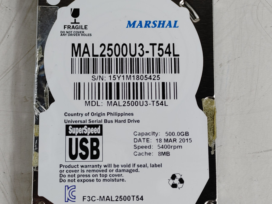 Marshal MAL2500U3 500 GB 2.5 in USB 3.0 External Hard Drive