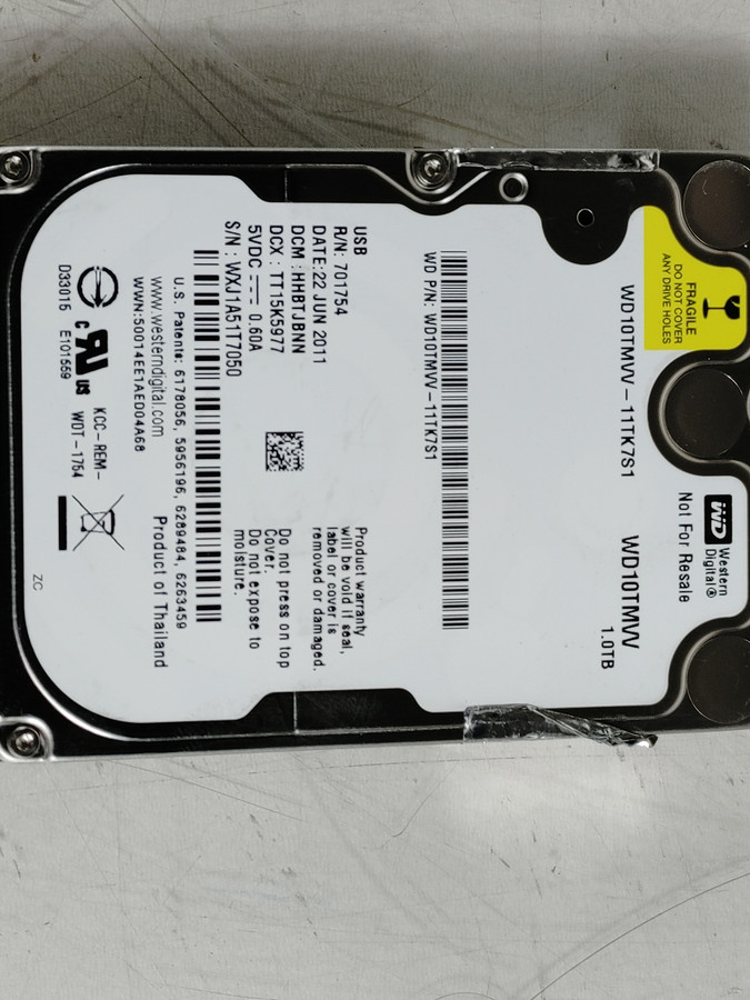 Western Digital WD10TMVV 1 TB 2.5 in USB 2.0 External Hard Drive