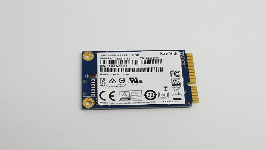 Lot of 2 SanDisk Z400s SD8SFAT-032G-1122 32 GB mSATA 1.8in Solid State Drive