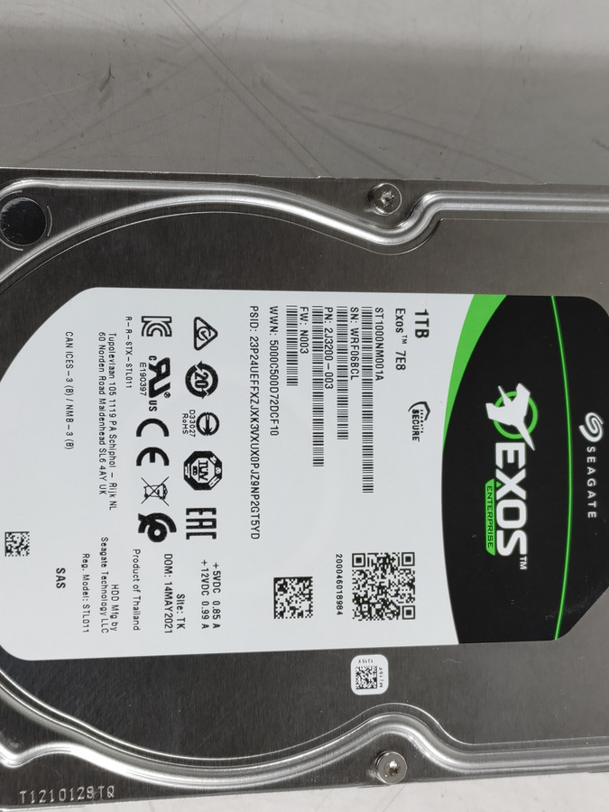 Lot of 2 Seagate Exos 7E8 ST1000NM001A 1 TB SAS 3 3.5 in Enterprise Drive