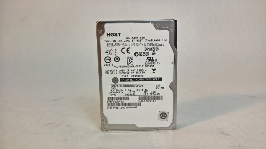 Lot of 2 HGST EMC HUC101212CSS600 1.2 TB SAS 2 2.5 in Enterprise Hard Drive