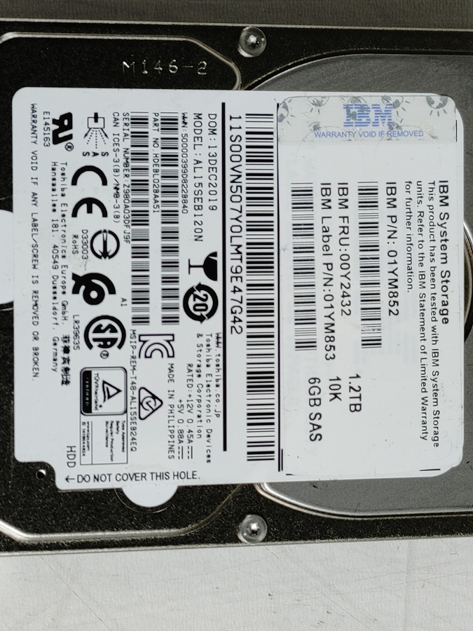 Lot of 5 Toshiba IBM AL15SEB120N 1.2 TB SAS 2 2.5 in Enterprise Drive