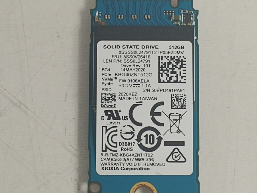 Toshiba BG4 KBG40ZNT512G 512 GB NVMe 42mm Solid State Drive