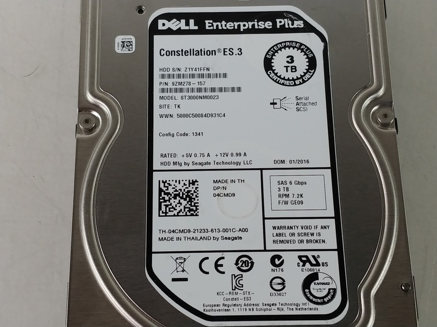 Lot of 10 Seagate Dell Enterprise Plus ES.3 ST3000NM0023 3 TB SAS 2 3.5 in Enterprise Drive