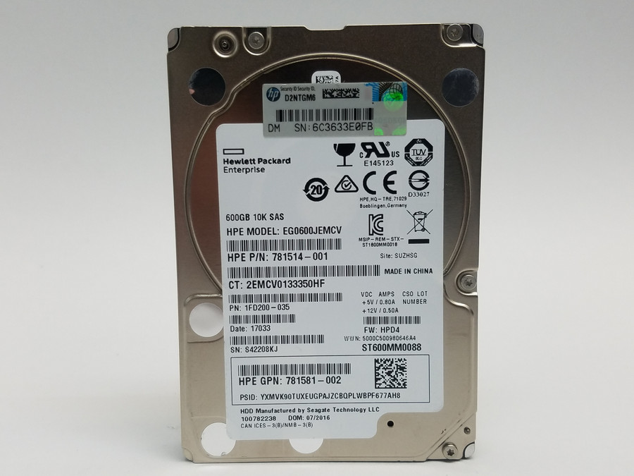 Lot of 5 Seagate HP ST600MM0088 600 GB 2.5 in SAS 3 Enterprise Hard Drive