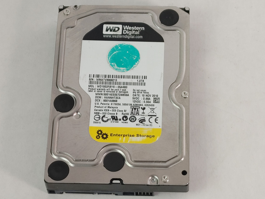 Lot of 2 Western Digital RE3 WD1002FBYS 1 TB 3.5 in SATA II Enterprise Drive