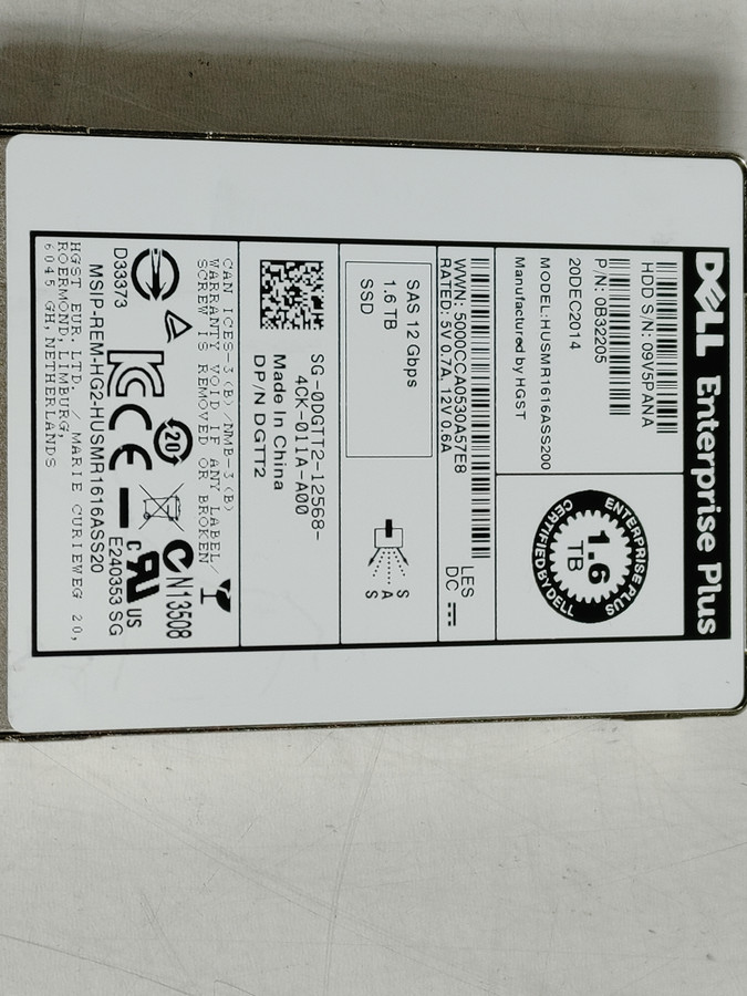 Lot of 2 HGST Dell Enterprise Plus HUSMR1616ASS200 1.6 TB SAS 3 2.5 in Solid State Drive