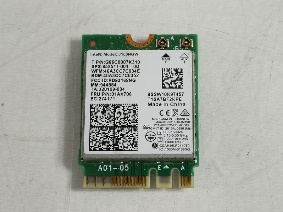 Lot of 2 Lenovo 01AX706 Wireless-AC 3168NGW 802.11ac M.2 WiFi Card + BL 4.0