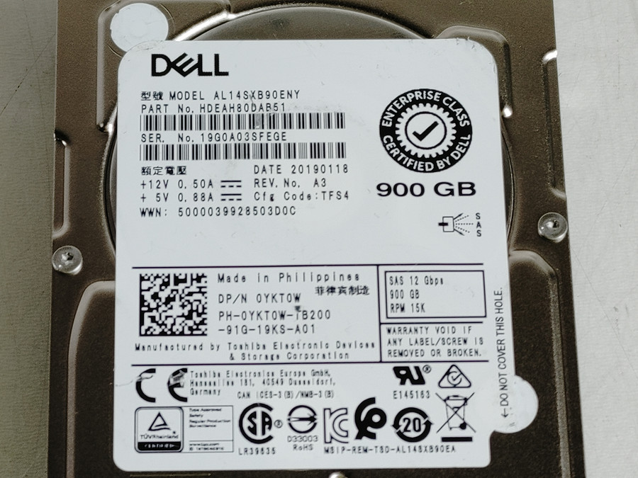 Lot of 2 Toshiba Dell AL14SXB90ENY 900 GB SAS 3 2.5 in Enterprise Drive