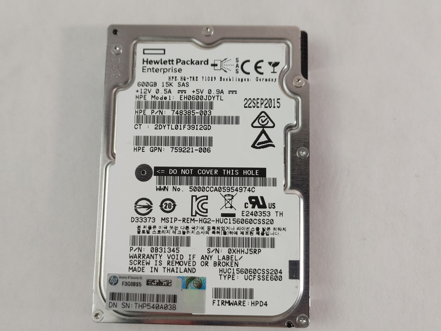 Hitachi HP HUC156060CSS204 600 GB SAS 3 2.5 in Enterprise Hard Drive