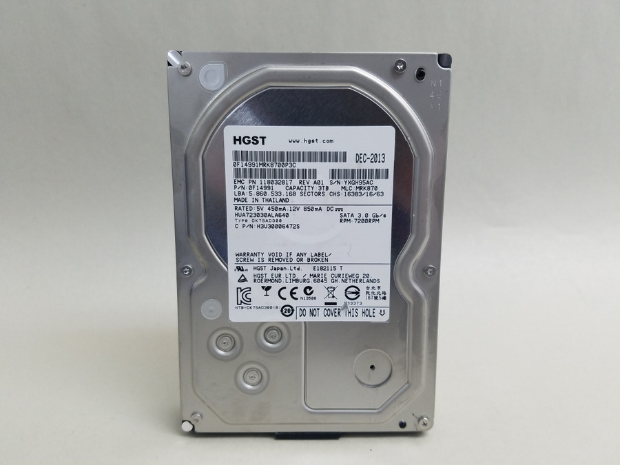 Lot of 5 Hitachi HUA723030ALA640 3 TB 3.5 in SATA II Enterprise Hard Drive
