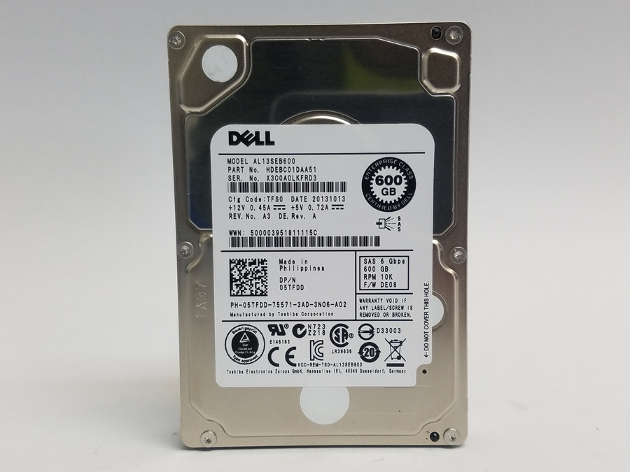 Toshiba Dell AL13SEB600 600 GB SAS 2 2.5 in 10K Enterprise Hard Drive