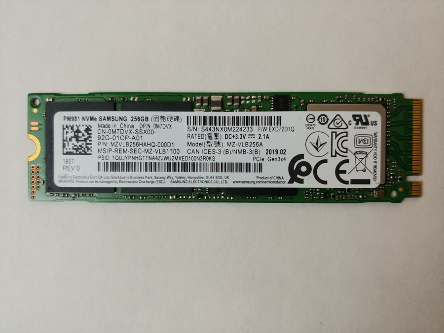 Lot of 5 Samsung MZ-VLB256A PM981 256 GB NVMe 80mm Solid State Drive