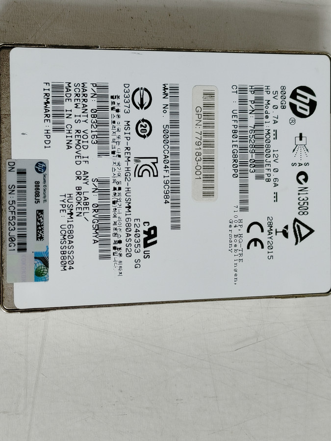 Lot of 2 HGST HP HUSMM1680ASS200 800GB SAS 3 2.5 in Solid State Drive