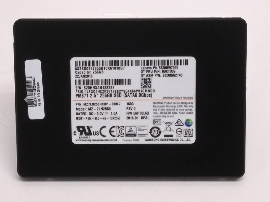 Lot of 5 Samsung MZ-7LN2560 PM871 256 GB 2.5 in SATA III Solid State Drive