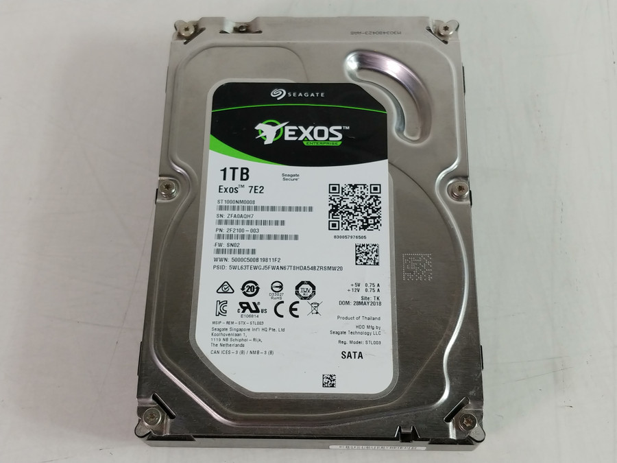 Lot of 2 Seagate  EXOS 7E2 ST1000NM0008 1 TB SATA III 3.5 in Enterprise Drive