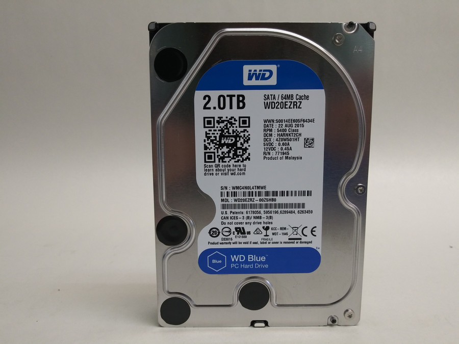Lot of 2 Western Digital WD Blue WD20EZRZ 2 TB 3.5" SATA III Desktop Hard Drive