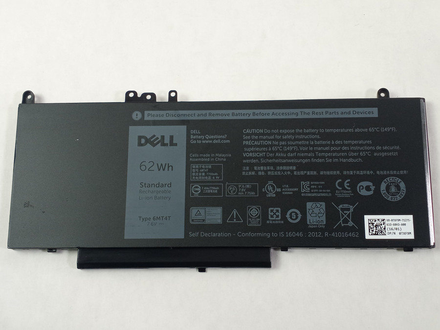 Lot of 5 Dell 6MT4T 6 Cell 62Wh Laptop Battery for Latitude E5450