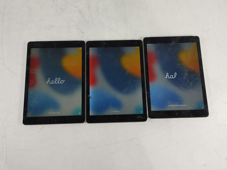 Lot of 3 Apple iPad Air 2nd Gen A1567 64 GB, 16 GB iOS 15.8.4 ( Wi-Fi + 4G ) Unlocked For Parts