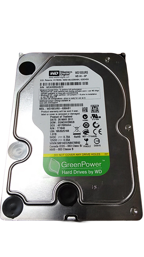 Lot of 2 Western Digital GreenPower WD10EURS 1TB 3.5" SATA II Desktop HDD