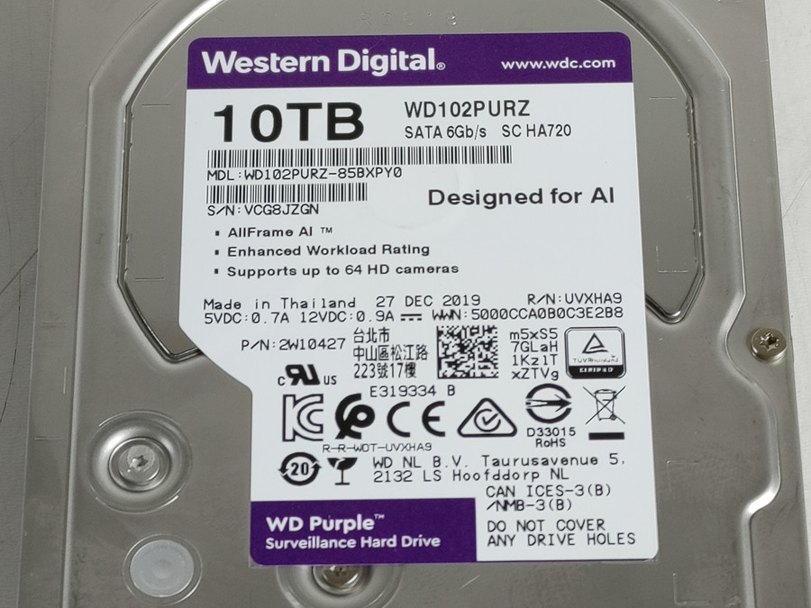 Western Digital WD Purple WD102PURZ 10TB SATA III 3.5 in Surveillance Drive