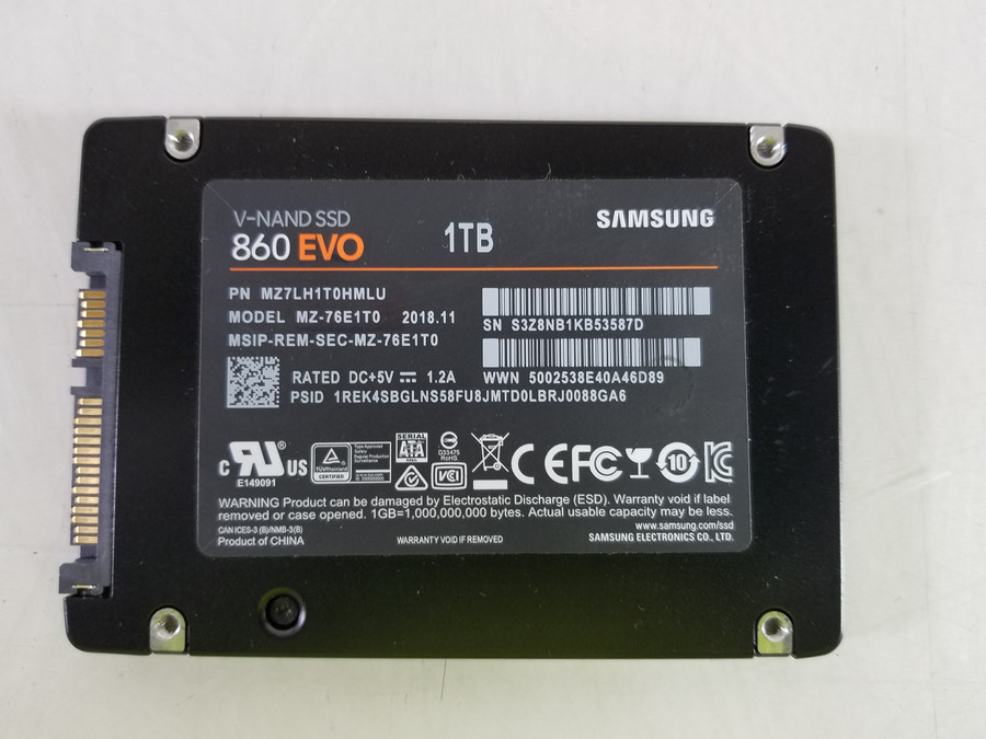 Lot of 2 Samsung  860 EVO MZ-76E1T0 1 TB SATA III 2.5 in SSD