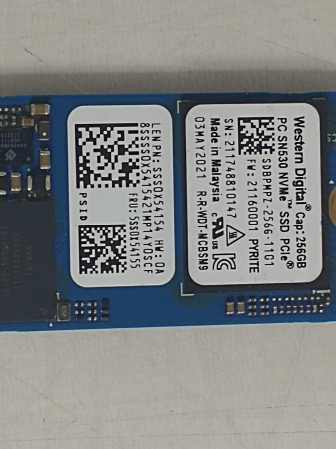 Lot of 5 Western Digital SN530 SDBPMPZ-256G 256 GB NVMe 42mm Solid State Drive