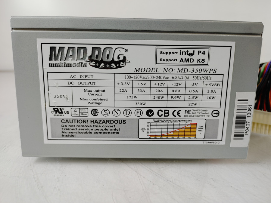 MAD DOG 350 W 20 Pin ATX Desktop Power Supply MD-350WPS
