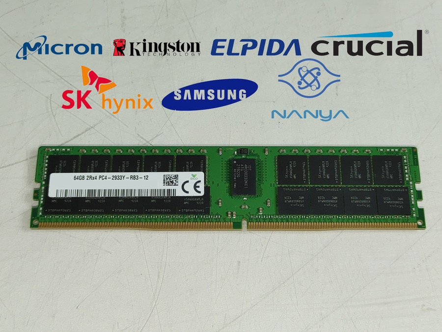 Lot of 2 Major Brand 64 GB PC4-23400R (DDR4-2933) 2Rx4 ECC REG DDR4 Server RAM