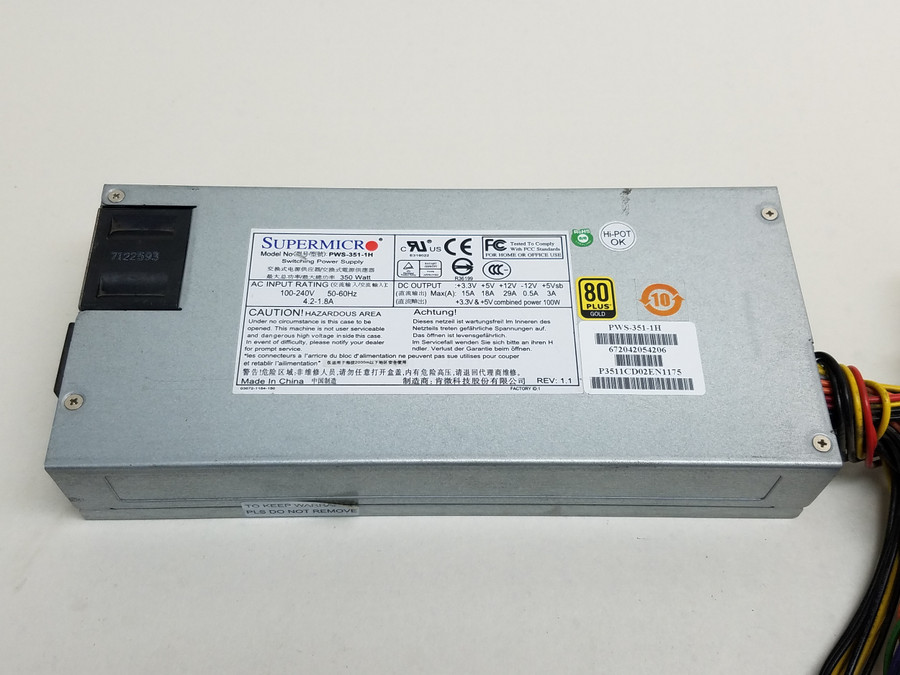 Supermicro PWS-351-1H 350W 24 Pin 1U Server Power Supply