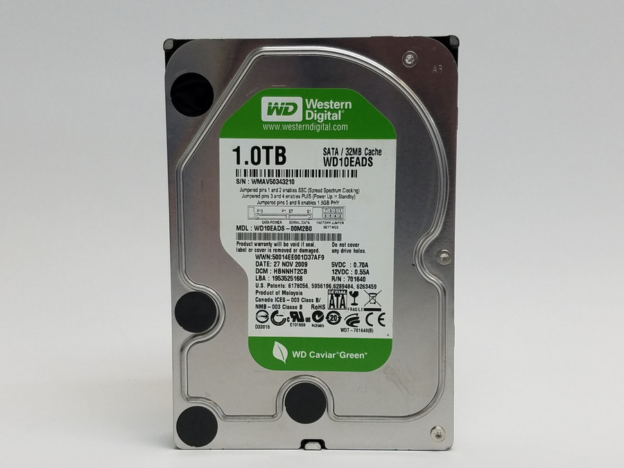 Lot of 2 Western Digital WD Caviar Green WD10EADS 1 TB 3.5" SATA II Hard Drive