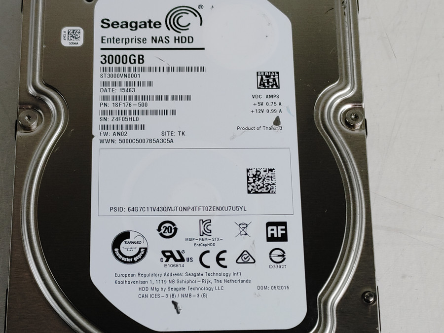 Lot of 2 Seagate ST3000VN0001 3 TB SATA III 3.5 in NAS Drive