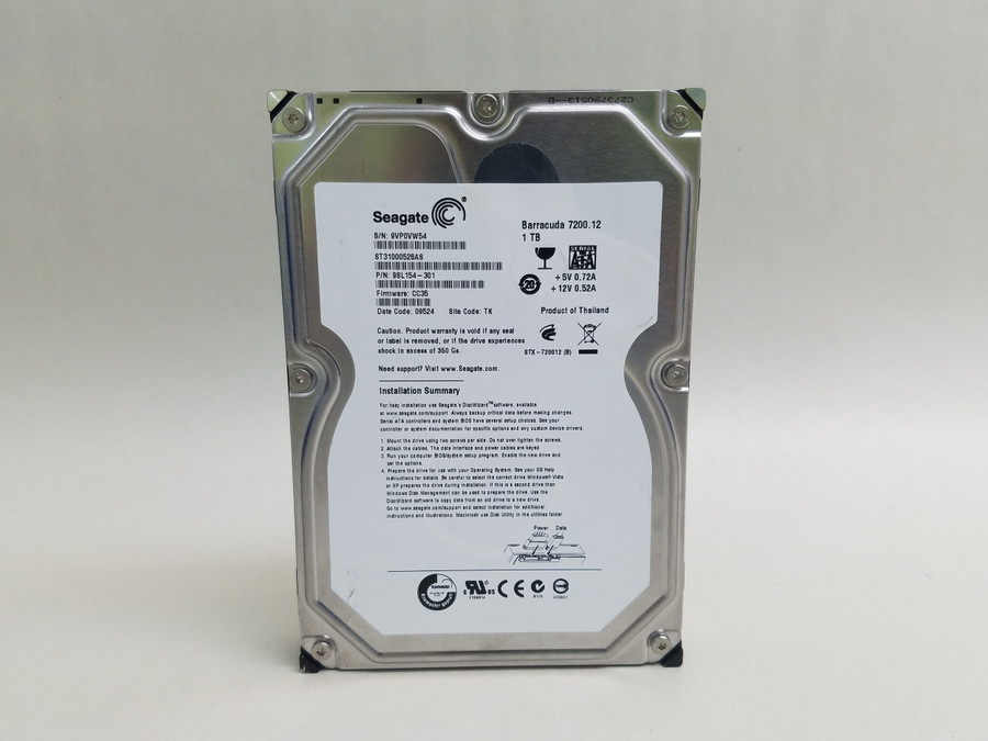 Lot of 2 Seagate Barracuda 7200.12 ST31000528AS 1 TB 3.5" SATA II Desktop Drive