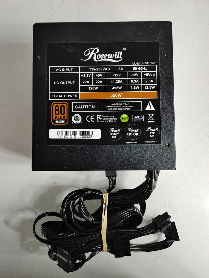 Rosewill 550 W 24 Pin ATX Desktop Power Supply HIVE-550S