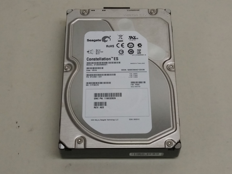 Lot of 2 Seagate EMC ST2000NM0001 Constellation ES CLAR2000 2TB 3.5" SAS 2 Drive