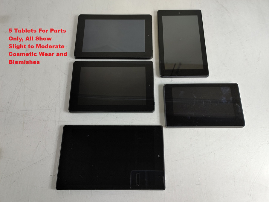 Lot of 5 Amazon Kindles Fire/HD Various GB's and Gen's For Parts Only (See Pics)
