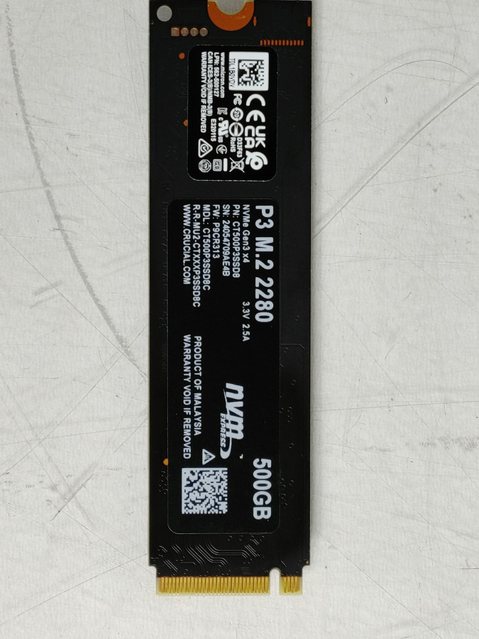 Crucial P3 CT500P3SSD8 500 GB NVMe 80mm Solid State Drive