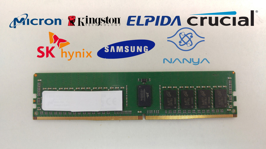 Lot of 10 Major Brand 16 GB DDR4-2400T PC4-19200R 1Rx4 1.2V DIMM Server RAM