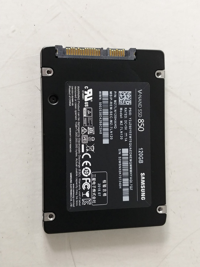 Lot of 2 Samsung  V-NAND 850 MZ7LN120 120 GB SATA III 2.5 in SSD