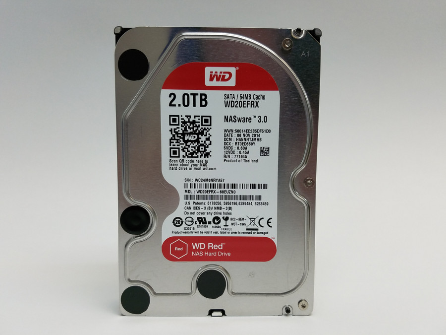 Lot of 5 Western Digital WD Red WD20EFRX 2TB 3.5" SATA III NAS Hard Drive