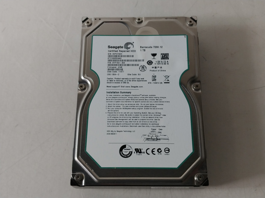 Seagate Certified Repaired ST31000524AS 1 TB SATA III 3.5" Hard Drive