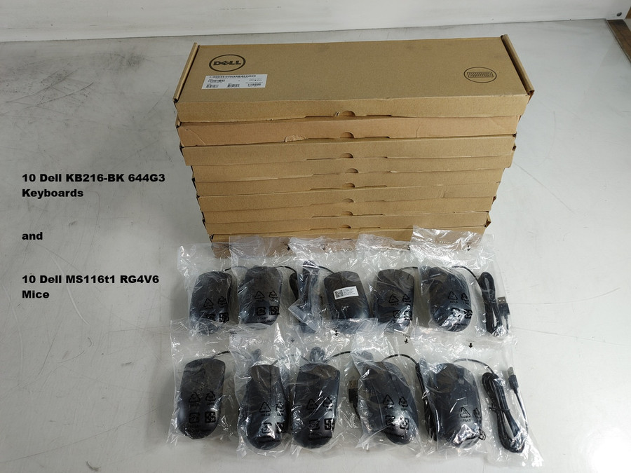 Dell KB-KB216-KB-US, M-MS116t1 Wired USB Standard Desktop Keyboard KB-644G3, M-RG4V6 & Mouse