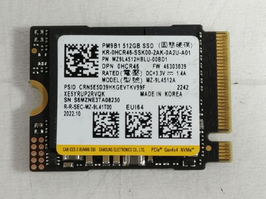 Lot of 2 Samsung PM9B1 MZ-9L4512A 512 GB NVMe 30mm Solid State Drive