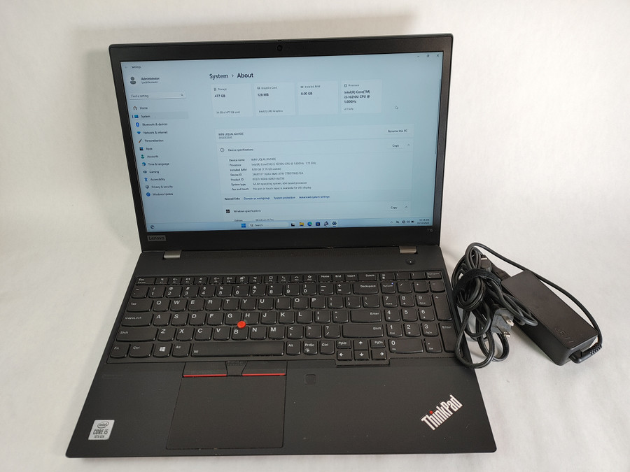 Lenovo ThinkPad T15 Gen 1 Core i5-10210U 1.60 GHz 8 GB 512 GB NVMe Windows 11 Pro Laptop WINACTA3 A3