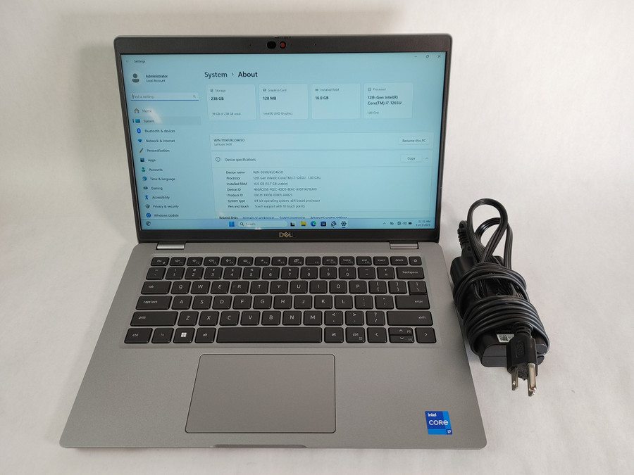 Dell Latitude 5430 Core i7-1265U 1.80 GHz 16 GB 256 GB NVMe Windows 11 Pro Laptop WINACTD5 D5
