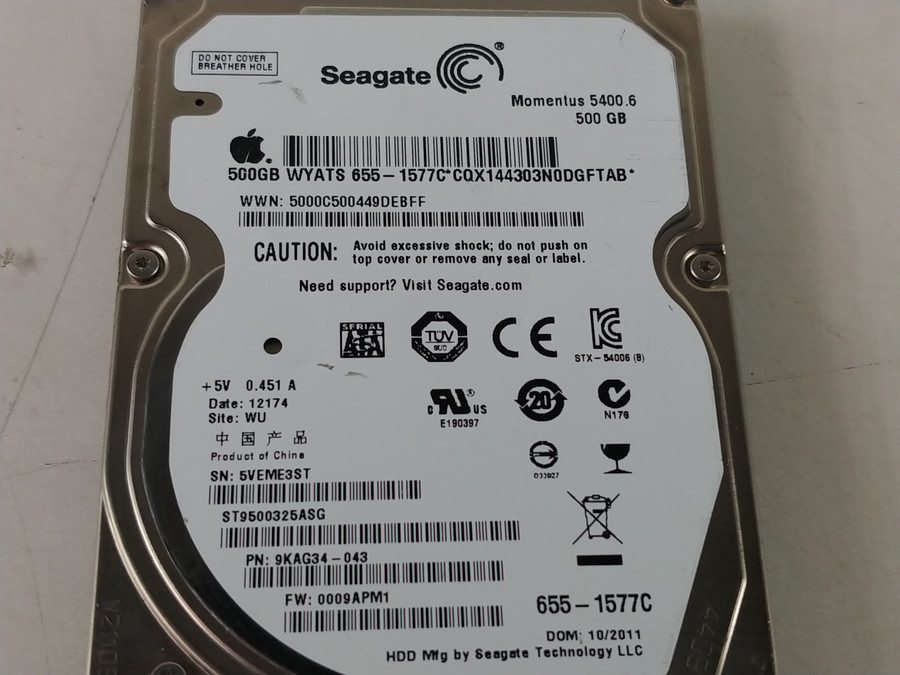 Seagate Apple ST9500325ASG 500 GB SATA II 2.5 in Drive