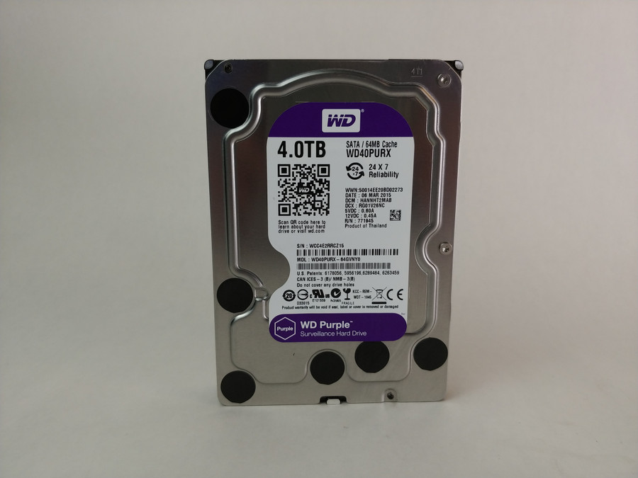 Lot of 2 Western Digital WD40PURX Purple 4 TB 3.5" SATA III Surveillance Drive