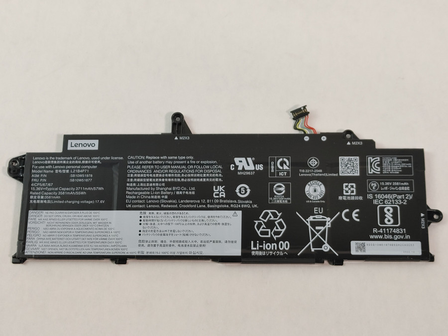 Lot of 2 Lenovo ThinkPad T14s Gen 4 3711 mAh 4 Cell 15.36 V Laptop Battery 5B10W51877